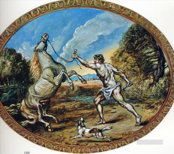 Giorgio de Chirico Painting - castor and his horse Giorgio de Chirico Metaphysical surrealism